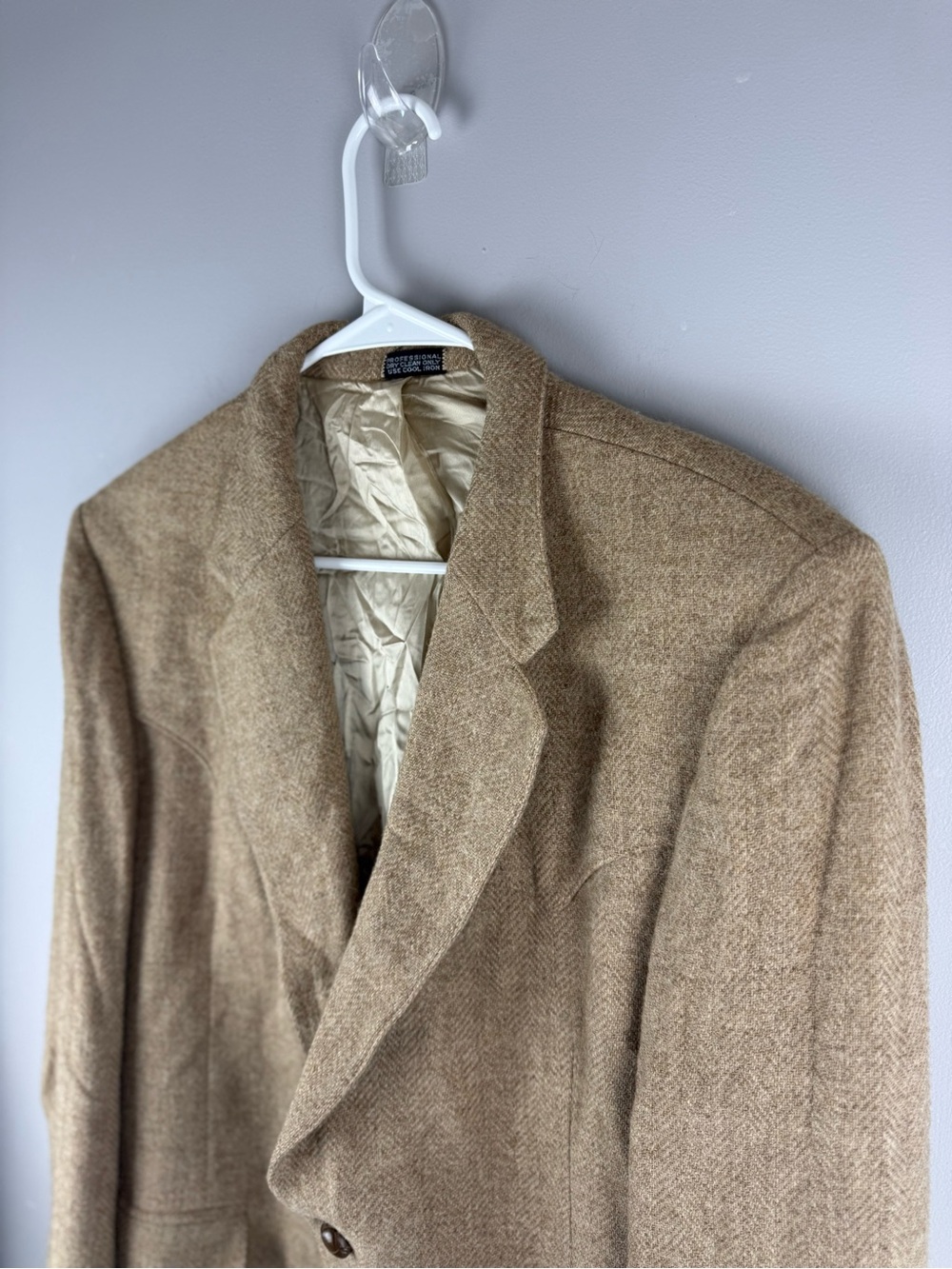 Western Classics By Guy Garrett Men’s VTG Tan Tweed Elbow Patch Sports Coat